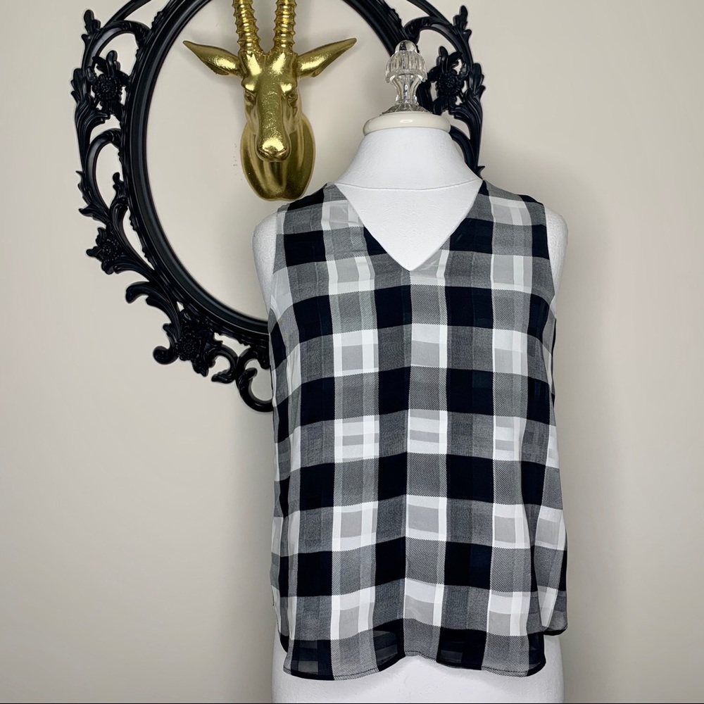 RACHEL Rachel Roy Black & White Checkered Top